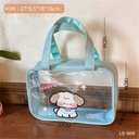 กระเป๋าใส่ของ PVC ใส มีหูหิ้ว : 27x8.5x18 cm หูยาว 16 cm