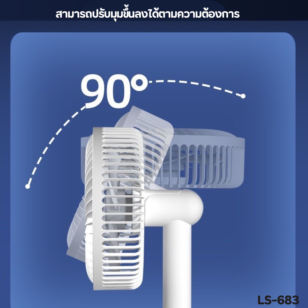 พัดลมตั้งโต๊ะปรับได้ 4 ระดับ (หมุน 90 องศา)