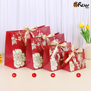 ถุงกระดาษหูผูกโบว์ N87 ลายนกแดง XL : 42x30x15 cm (แพค 5 ใบ)