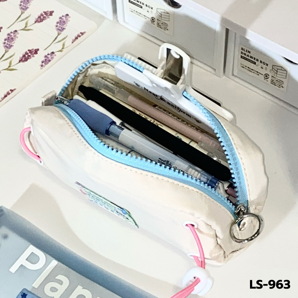 กระเป๋าดินสอ มีเชือกรูด 8x19 cm