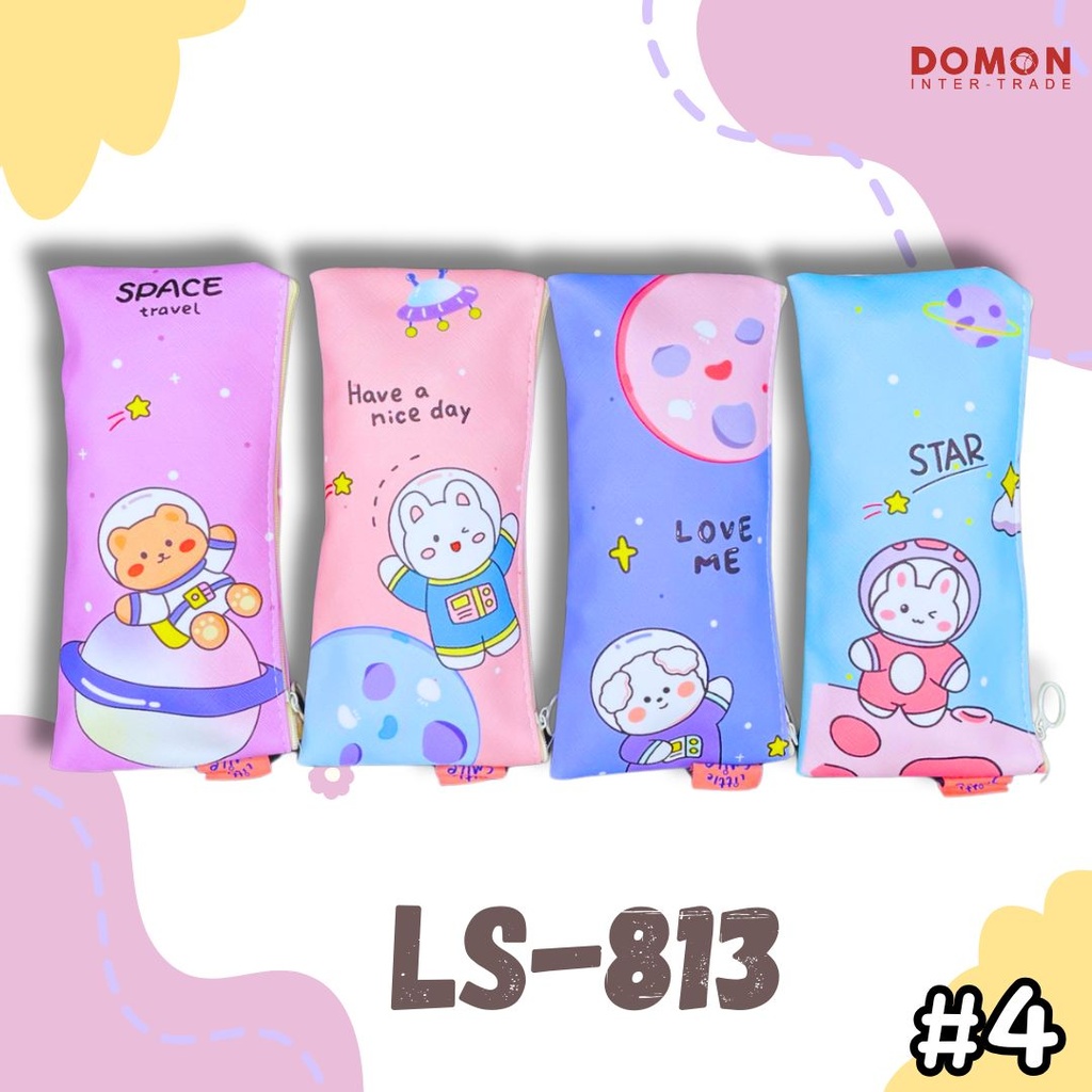 กระเป๋าดินสอเนื้อ PU คละลาย 22x10cm