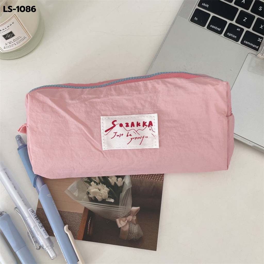 กระเป๋าดินสอผ้าร่มสีพื้น : 20x10 cm