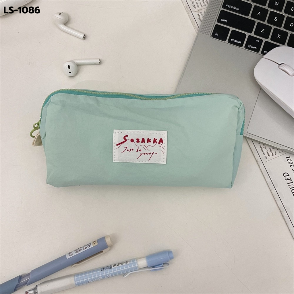 กระเป๋าดินสอผ้าร่มสีพื้น : 20x10 cm