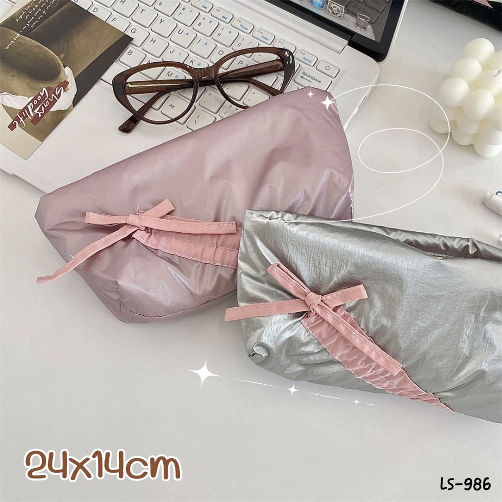 กระเป๋าดินสอผ้าร่ม สีเมทัลลิค : 24x14 cm