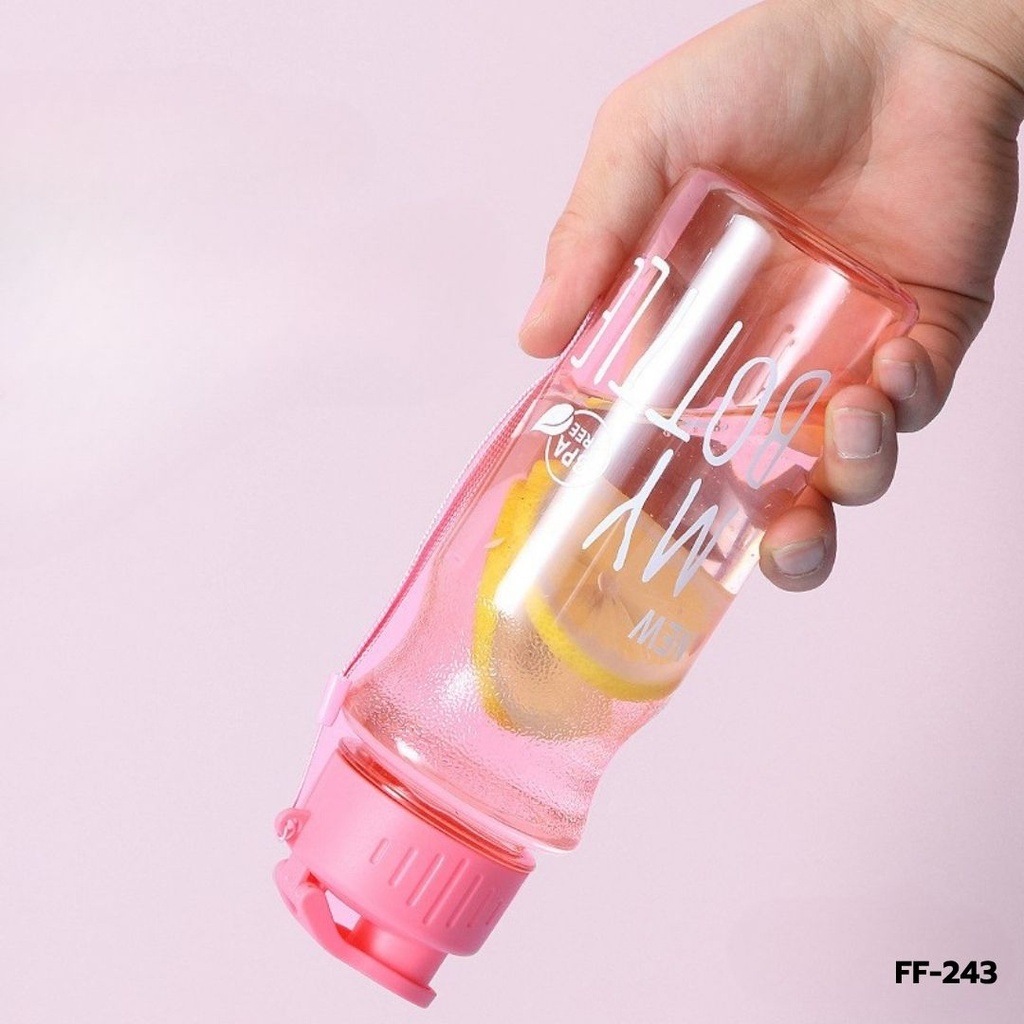 กระบอกน้ำพลาสติก + สายคล้องมือ 500 ml