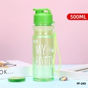 กระบอกน้ำพลาสติก + สายคล้องมือ 500 ml