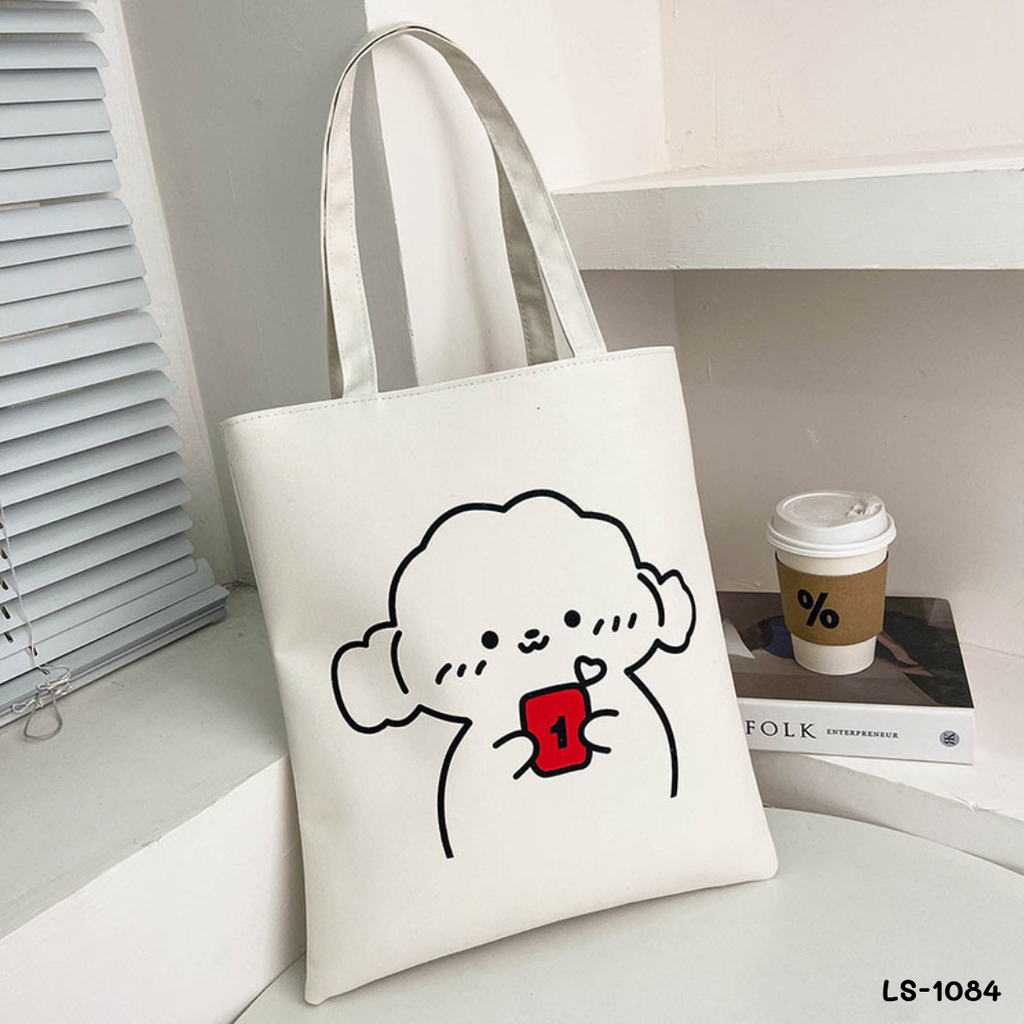 กระเป๋าผ้าแคนวาสคละลาย มีซิป : 34x39 cm  หูยาว 25 cm