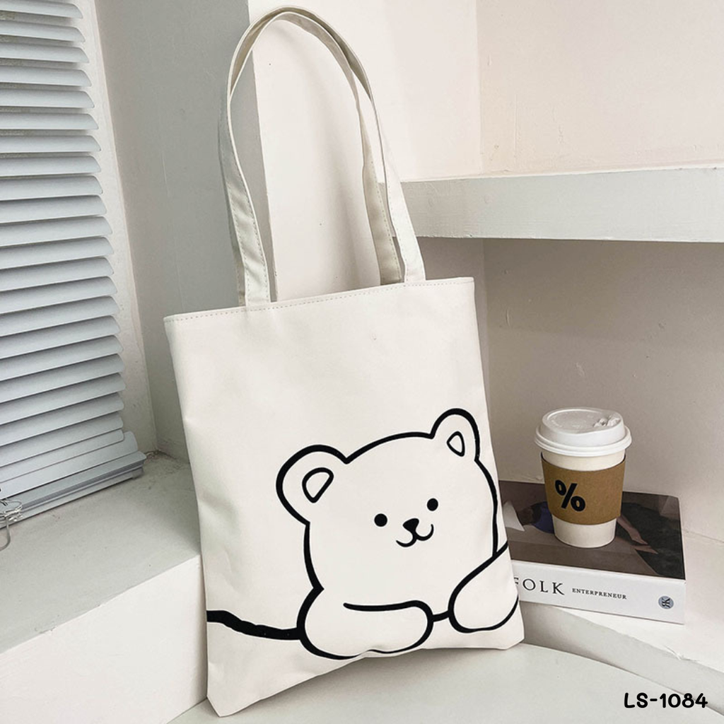 กระเป๋าผ้าแคนวาสคละลาย มีซิป : 34x39 cm  หูยาว 25 cm