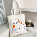 กระเป๋าผ้าแคนวาสคละลาย มีซิป : 34x39 cm  หูยาว 25 cm