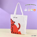 กระเป๋าผ้าพิมพ์ลาย 33x36 cm : หูยาว 22 cm คละลาย +พวงกุญแจน่ารัก