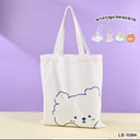 กระเป๋าผ้าพิมพ์ลาย 33x36 cm : หูยาว 22 cm คละลาย +พวงกุญแจน่ารัก