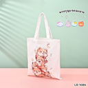 กระเป๋าผ้าพิมพ์ลาย 33x36 cm : หูยาว 22 cm คละลาย +พวงกุญแจน่ารัก