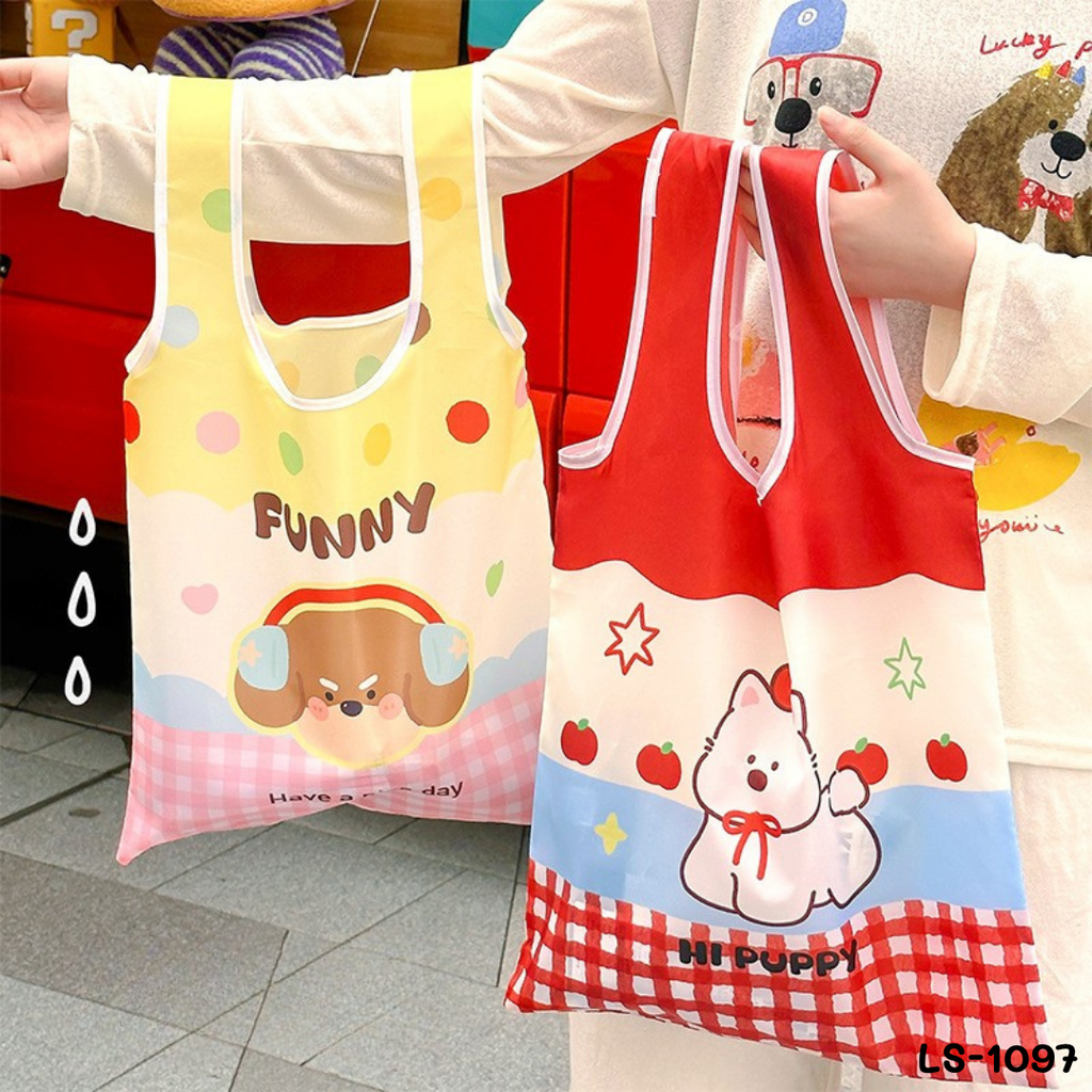 กระเป๋าผ้าร่มพิมพ์ลาย พร้อมถุงเก็บ  : 38x37 cm