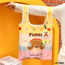 กระเป๋าผ้าร่มพิมพ์ลาย พร้อมถุงเก็บ  : 38x37 cm
