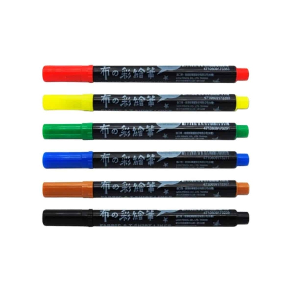 ปากกาเขียนผ้า No.TM-6 LION ( 6 สี 6 ด้าม : ชุด )