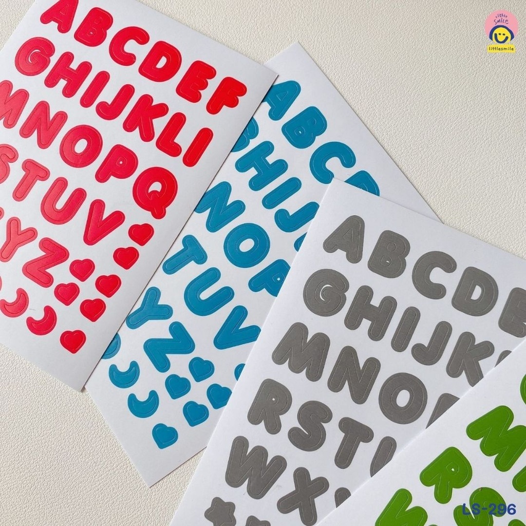 สติ๊กเกอร์ตัวอักษร A-Z สี พาสเทล