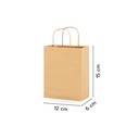 ถุงกระดาษน้ำตาล มีหูหิ้ว 120 gsm Size XXS (6*12*15cm.)
