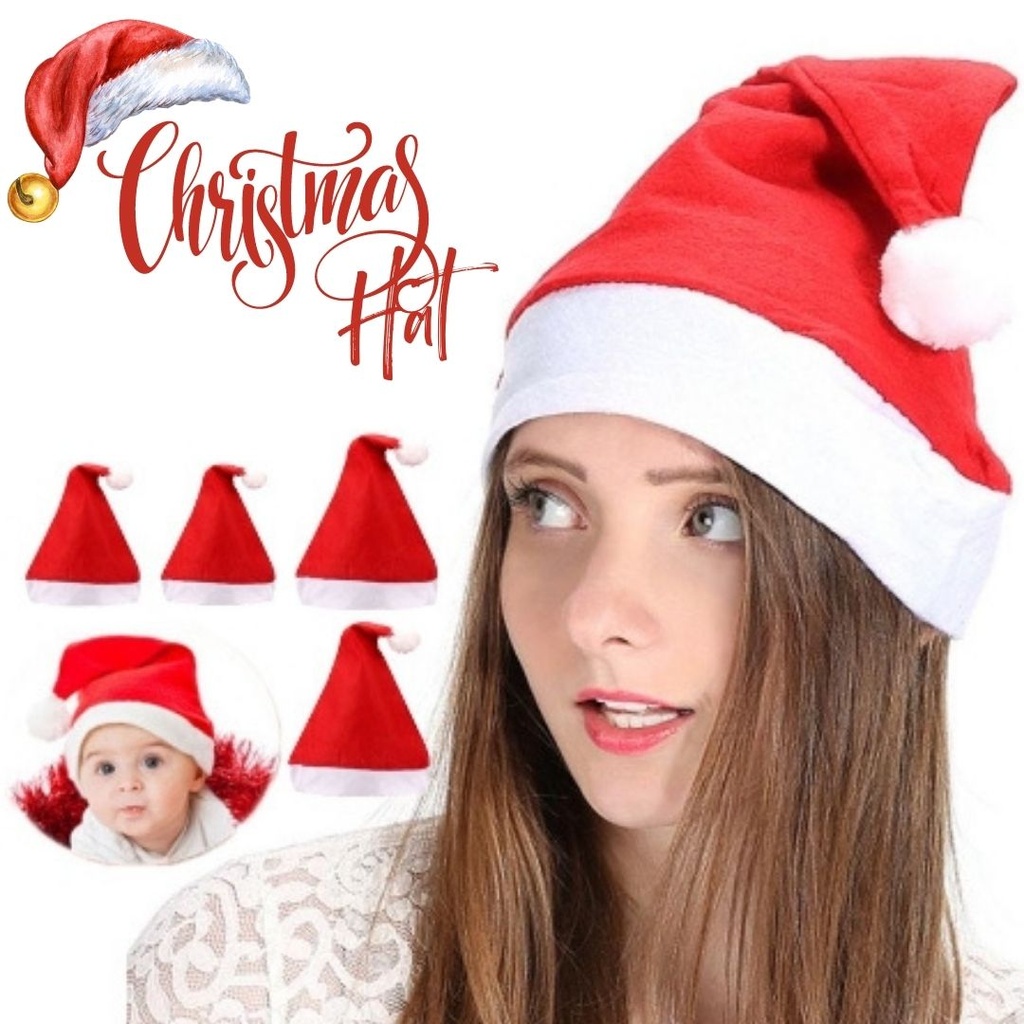 หมวกคริสต์มาส สีพื้น 38x27 CM