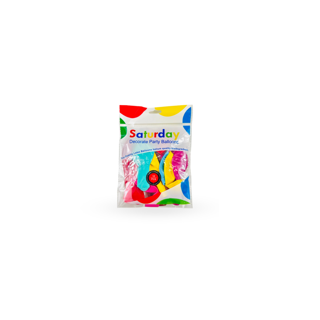 ลูกโป่ง 10" สีพื้น คละสี (1x12)
