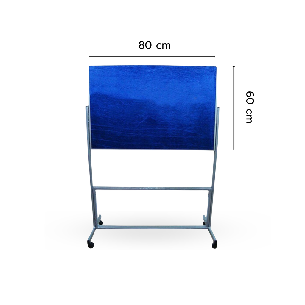 บอร์ดหุ้มกำมะหยี่ ขาตั้งมีล้อเลื่อน หน้าเดียว 60x80