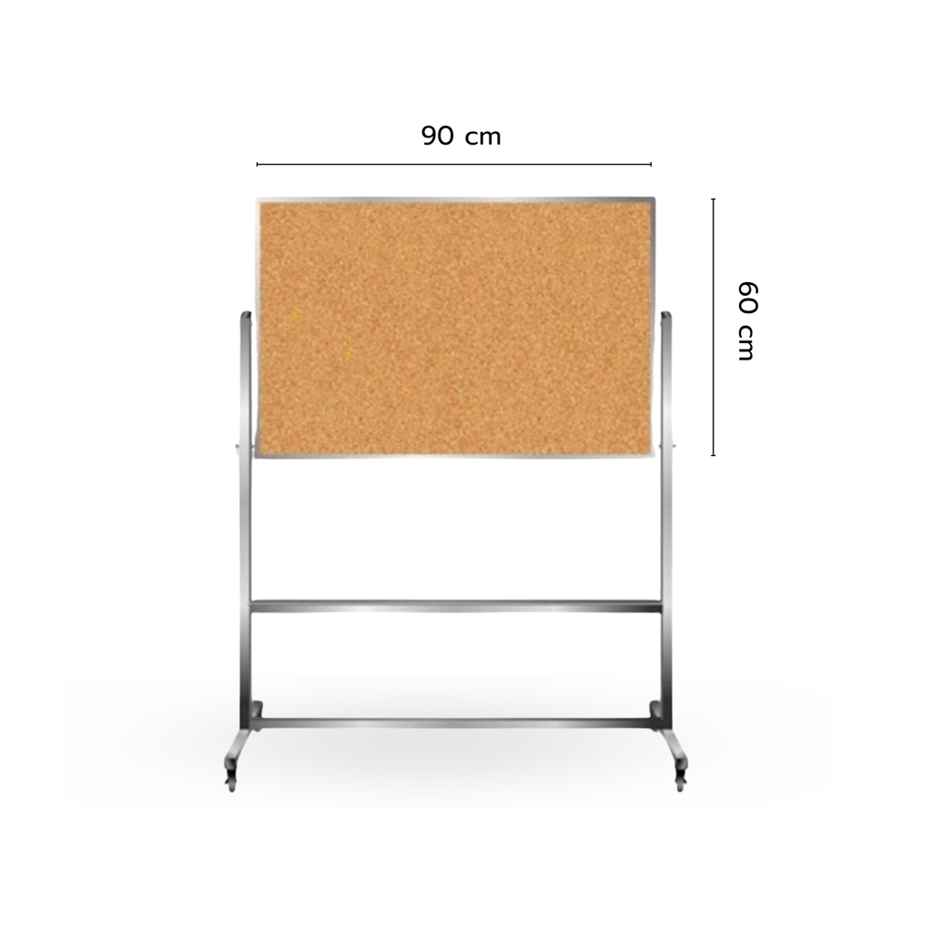 บอร์ดบุไม้ก๊อก หน้าเดียว ขาตั้งมีล้อเลื่อน 60x90 cm