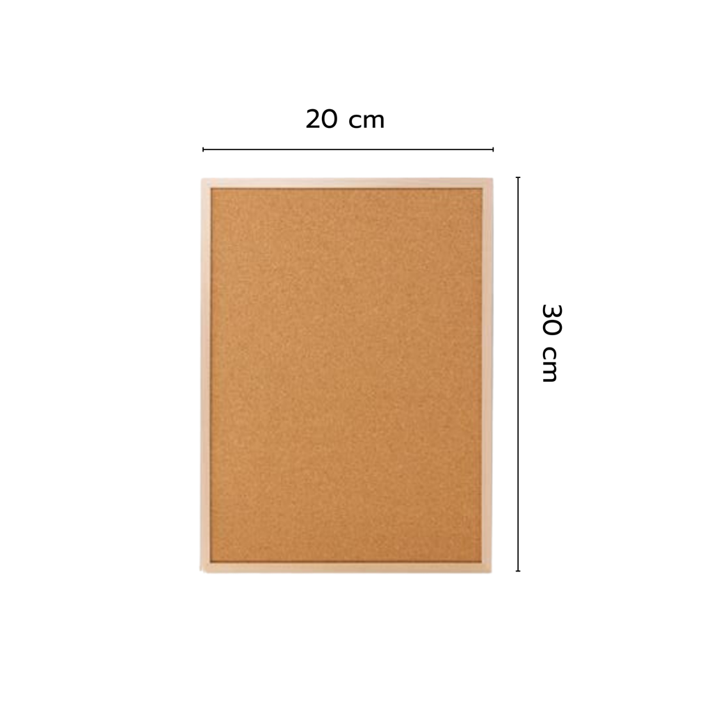 บอร์ด ชนิดแขวนผนัง บุไม้ก๊อก ขอบไม้ 20x30 cm