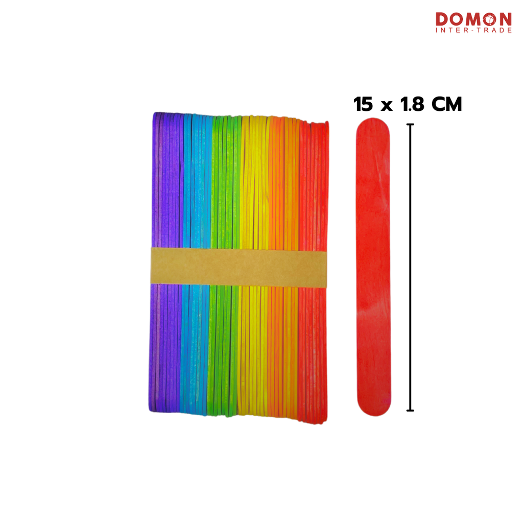 ไม้ไอติมยาว หน้ากว้าง คละสี (1x50)