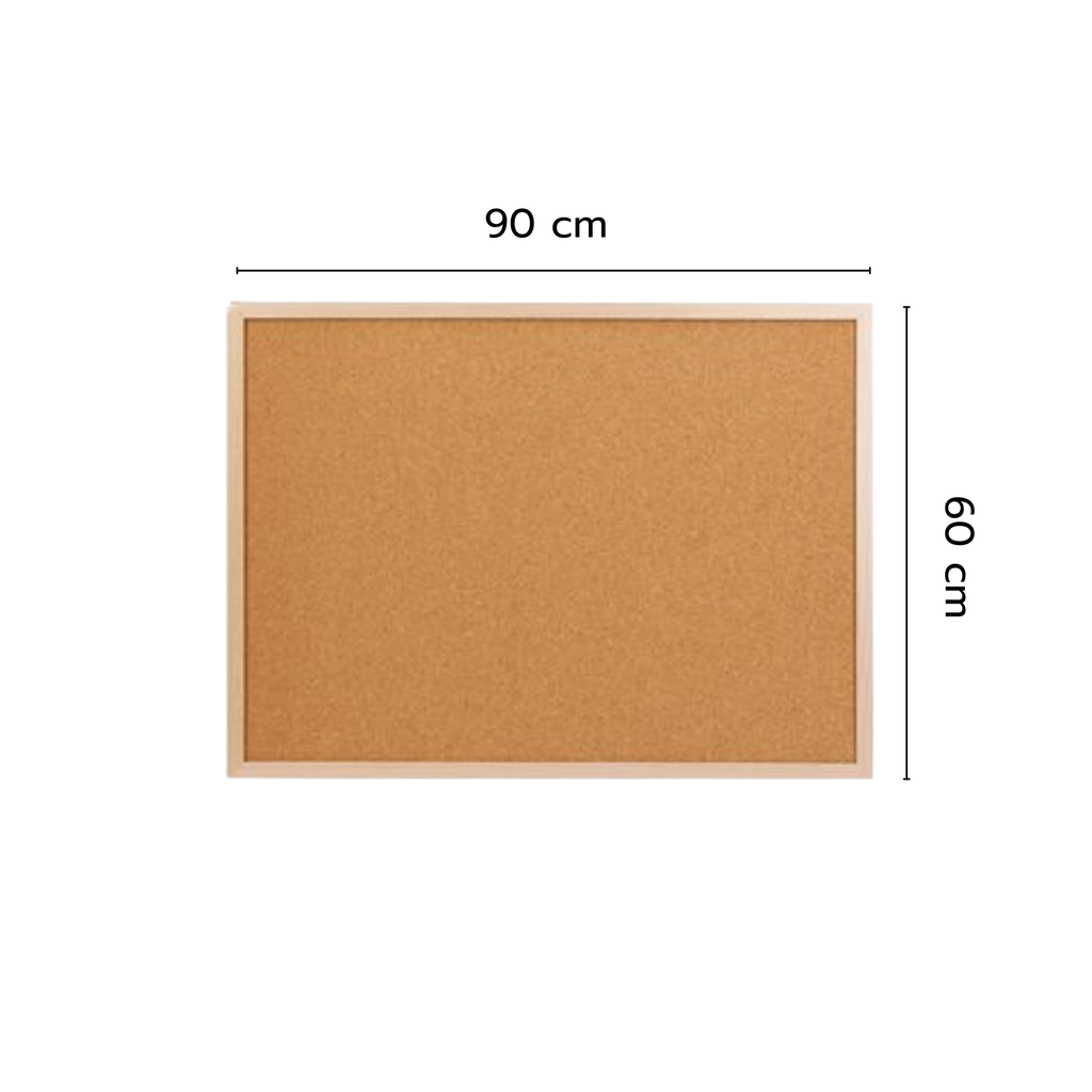 บอร์ด ชนิดแขวนผนัง บุไม้ก๊อก ขอบไม้ 60x90
