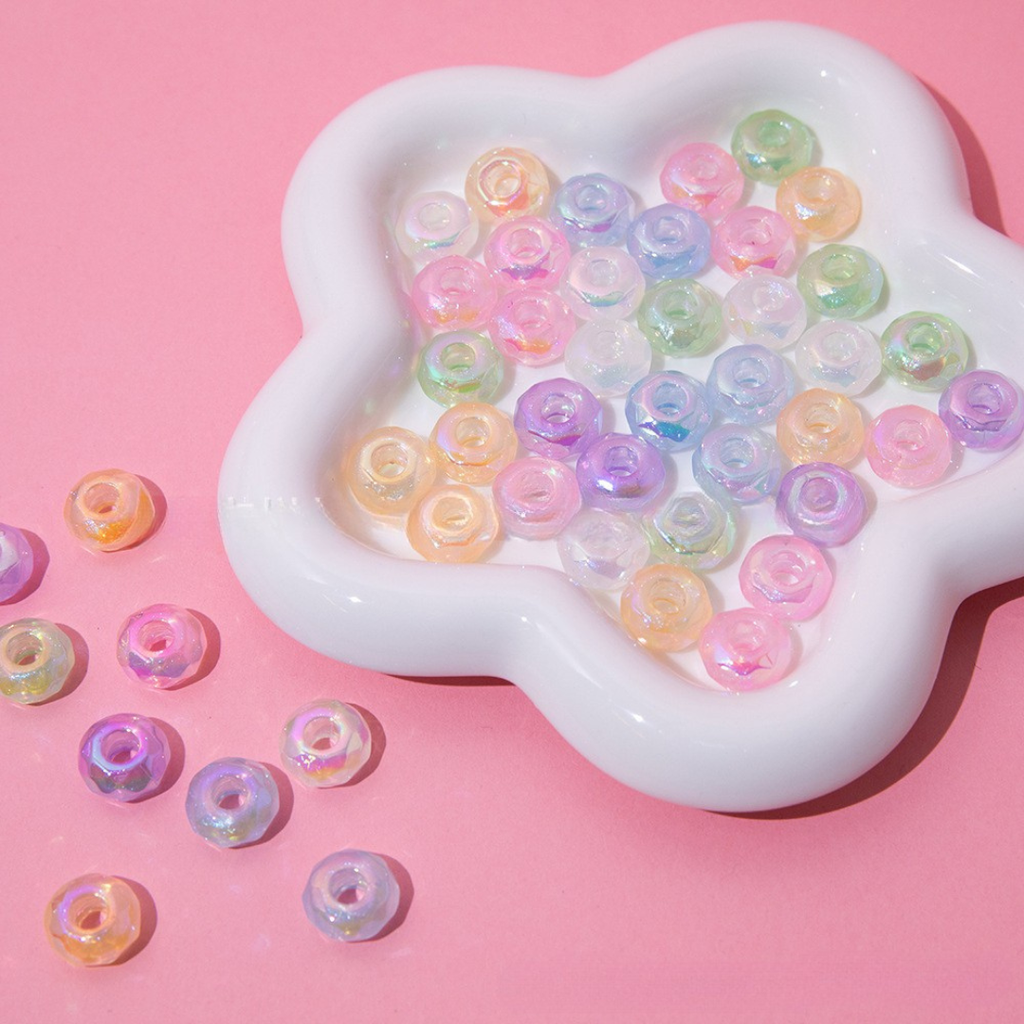 ลูกปัดโดนัทใส 1 cm : แพ็ค 10 ชิ้น