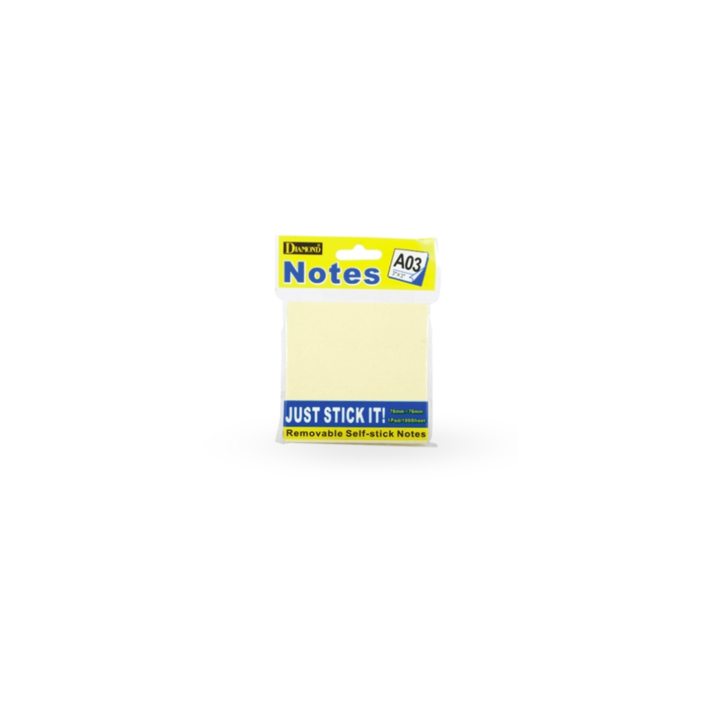 กระดาษโน๊ตหัวกาว ( A03 ) 3"x3" สีเหลือง TOWO