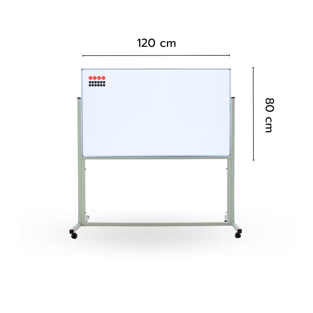 ไวท์บอร์ดแม่เหล็ก หน้าเดียว ขาตั้งมีล้อเลื่อน 80 x 120 cm.