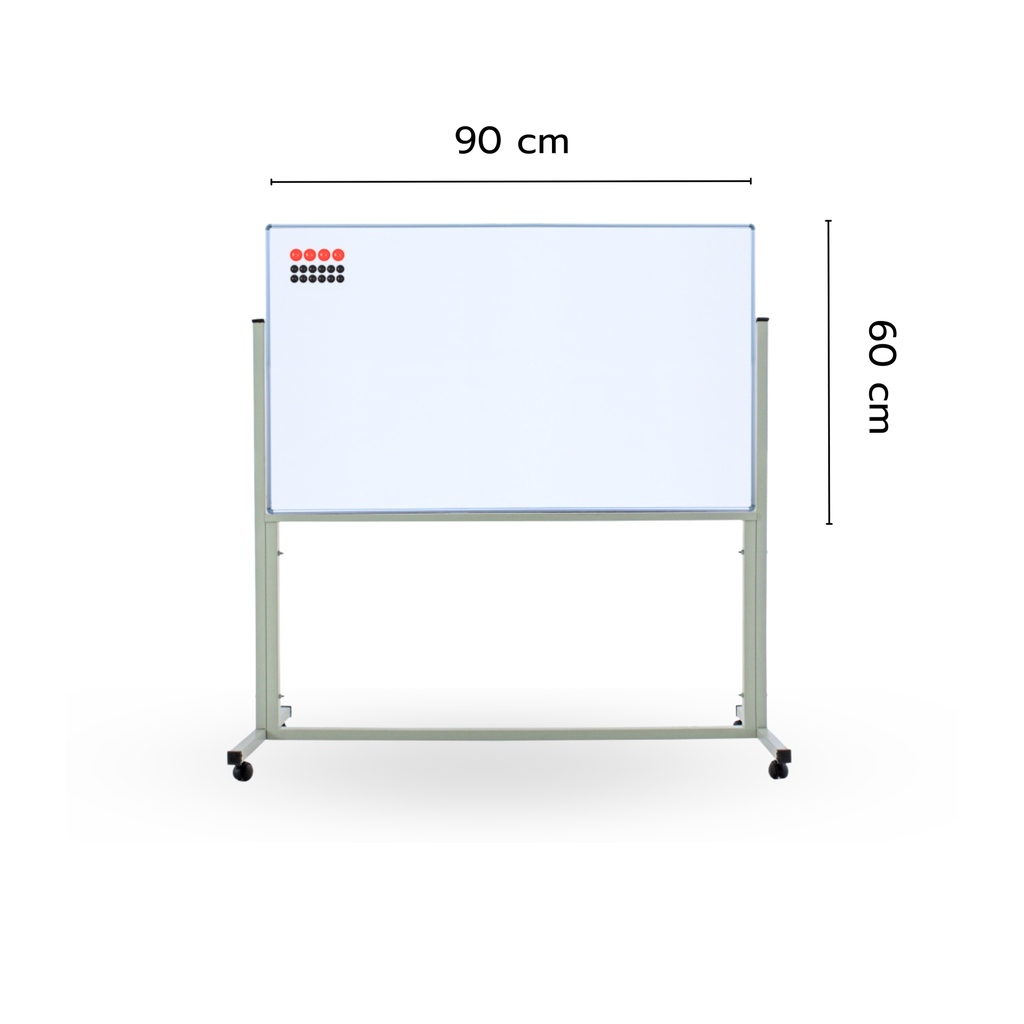ไวท์บอร์ดแม่เหล็ก หน้าเดียว ขาตั้งมีล้อเลื่อน 60 x 90 cm.