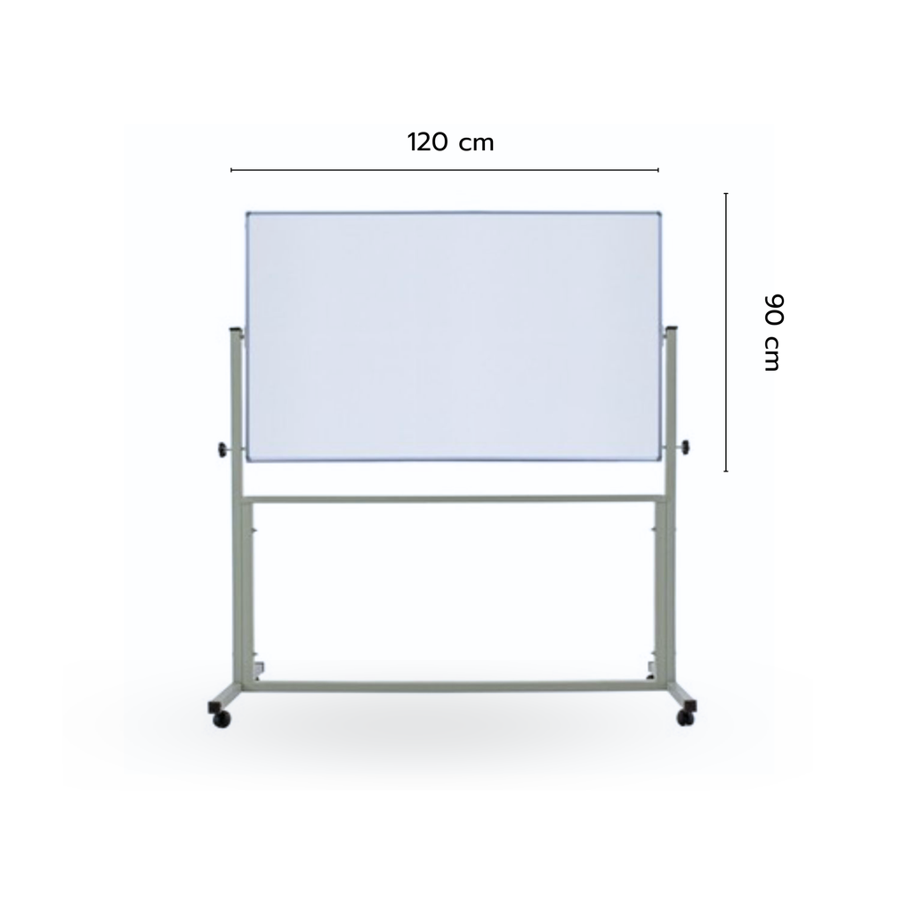 ไวท์บอร์ดขาตั้งมีล้อเลื่อน 2หน้า แม่เหล็ก 90 x 120 cm