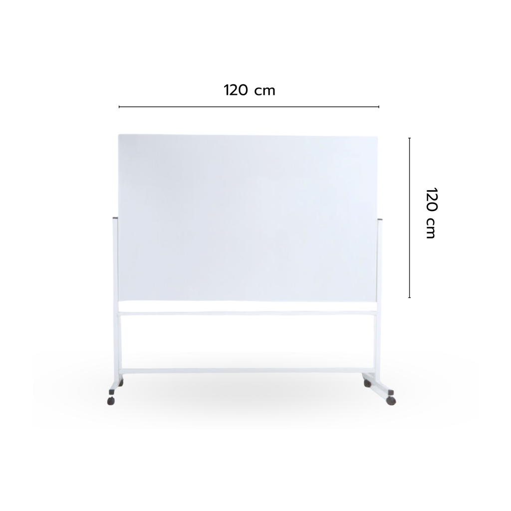 ไวท์บอร์ดธรรมดา หน้าเดียว ขาตั้งมีล้อเลื่อน 120 x 120