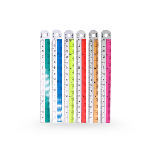 [PPC-003] ไม้บรรทัดอลูมิเนียม 6" คาดสี