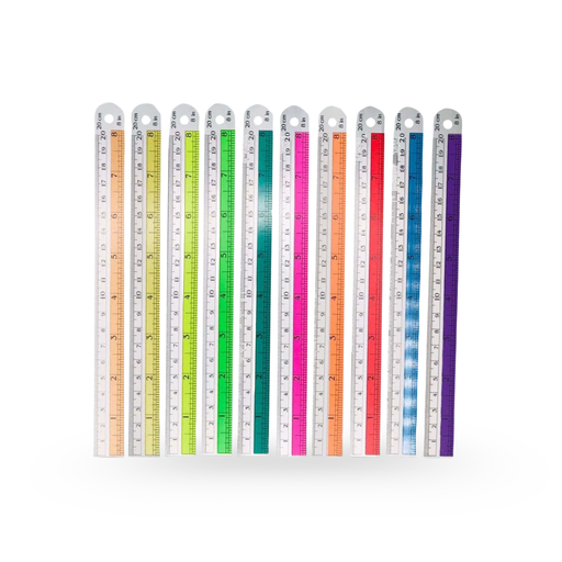 [PPC-004] ไม้บรรทัดอลูมิเนียม 8" คาดสี