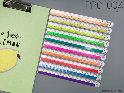 [PPC-004] ไม้บรรทัดอลูมิเนียม 8" คาดสี