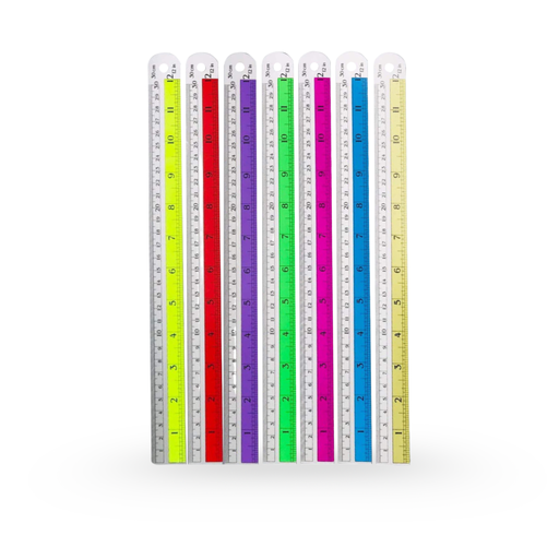[PPC-005] ไม้บรรทัดอลูมิเนียม 12" คาดสี