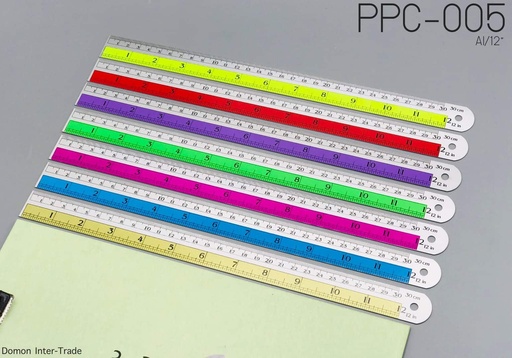 [PPC-005] ไม้บรรทัดอลูมิเนียม 12" คาดสี