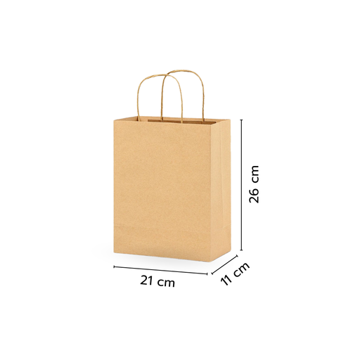 [FF-054.1] ถุงกระดาษสีน้ำตาล Size S (11x21x26cm) (1*50)