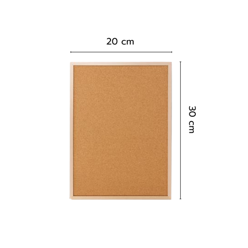 [FF-287] บอร์ด ชนิดแขวนผนัง บุไม้ก๊อก ขอบไม้ 20x30 cm
