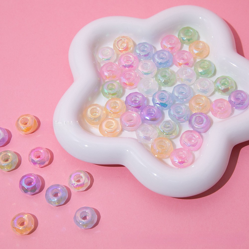 [LS-1027] ลูกปัดโดนัทใส 1 cm : แพ็ค 10 ชิ้น