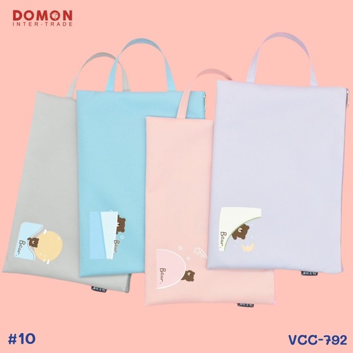 [VCC-792] ซองซิปผ้าดิบ A4 มีหูหิ้ว คละลาย 