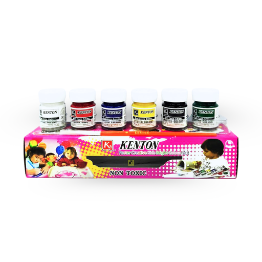 [KT-031] สีโปสเตอร์ 1/2 ออนซ์ ชุด 6 สี (พู่กันและถาดสี)