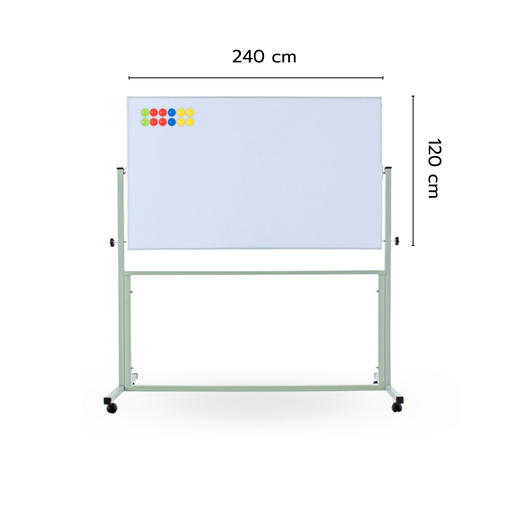 [KW-102] ไวท์บอร์ดขาตั้งมีล้อเลื่อน ชนิดสองหน้า แม่เหล็ก120 x 240